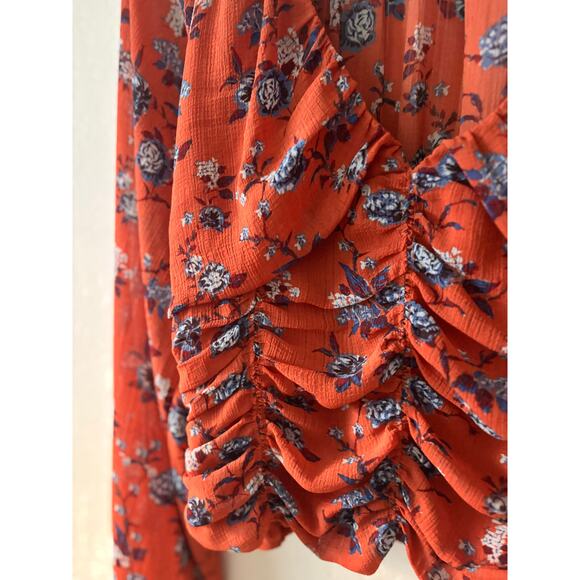 Free People Final Rose Chiffon Long Sleeve Blouse Crop Rust Size S $118 - Picture 4 of 7